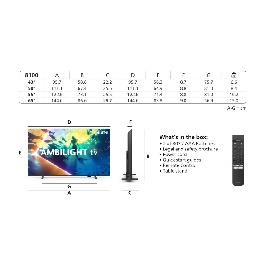 Philips 55" 4K LED Google TV 55PUS8100