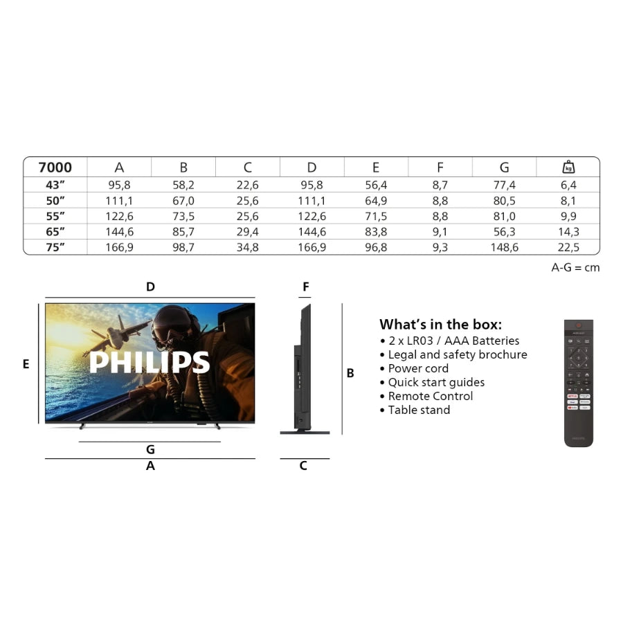 Philips 55" 4K LED TV (2025) 55PUS7000