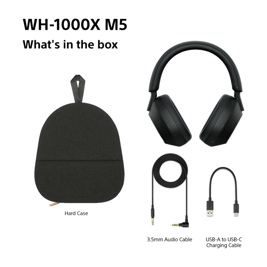 Sony WH-1000XM5 trådløse støjreducerende hovedtelefoner, Sort