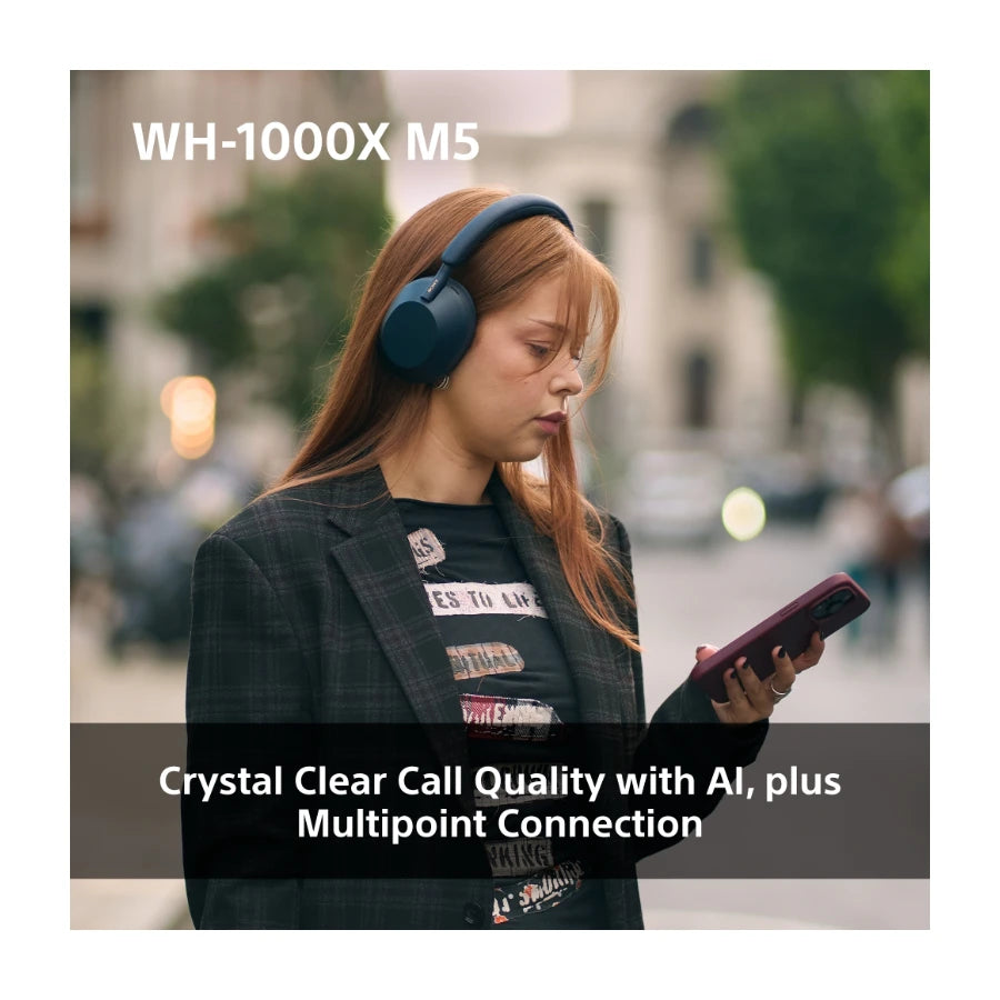Sony WH-1000XM5 trådløse støjreducerende hovedtelefoner, Blå