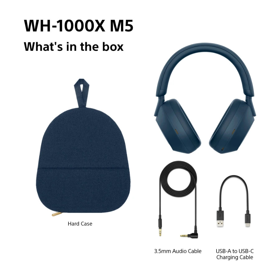 Sony WH-1000XM5 trådløse støjreducerende hovedtelefoner, Blå