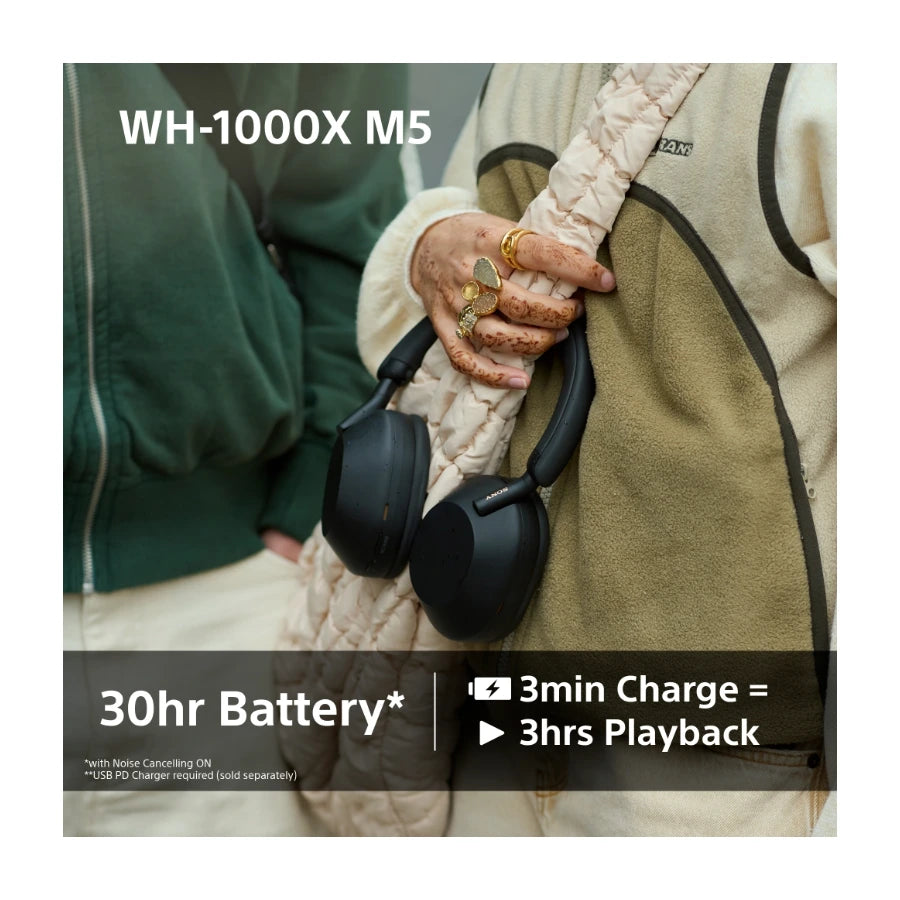 Sony WH-1000XM5 trådløse støjreducerende hovedtelefoner, Sort