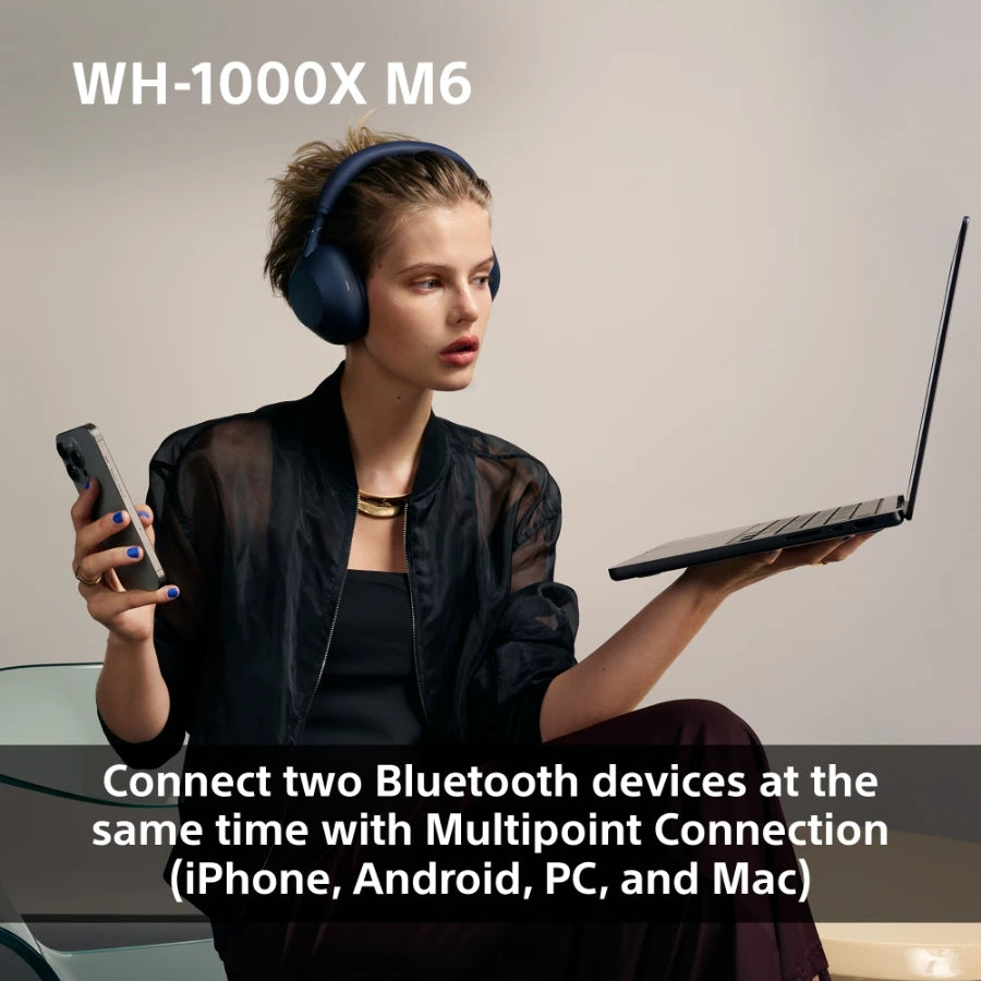 Sony WH-1000XM6 trådløse støjreducerende hovedtelefoner, Sort