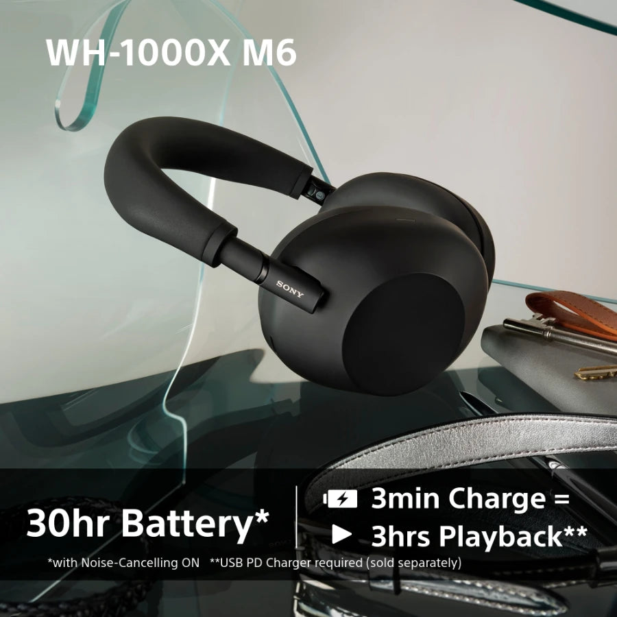 Sony WH-1000XM6 trådløse støjreducerende hovedtelefoner, Sort